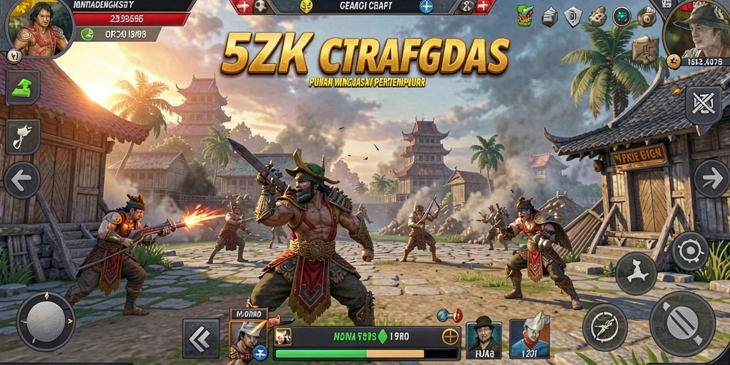 Screenshot utama 5ZK menampilkan aksi pertempuran mendebarkan dalam strategi.