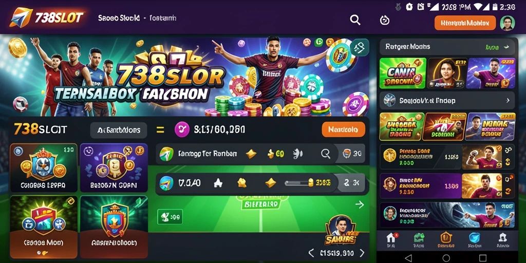 Screenshot utama 738SLOT menampilkan gameplay taruhan yang seru dan interaktif.