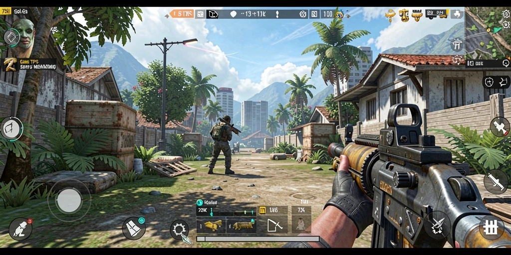 Screenshot gameplay 73K yang menunjukkan aksi pertempuran seru.