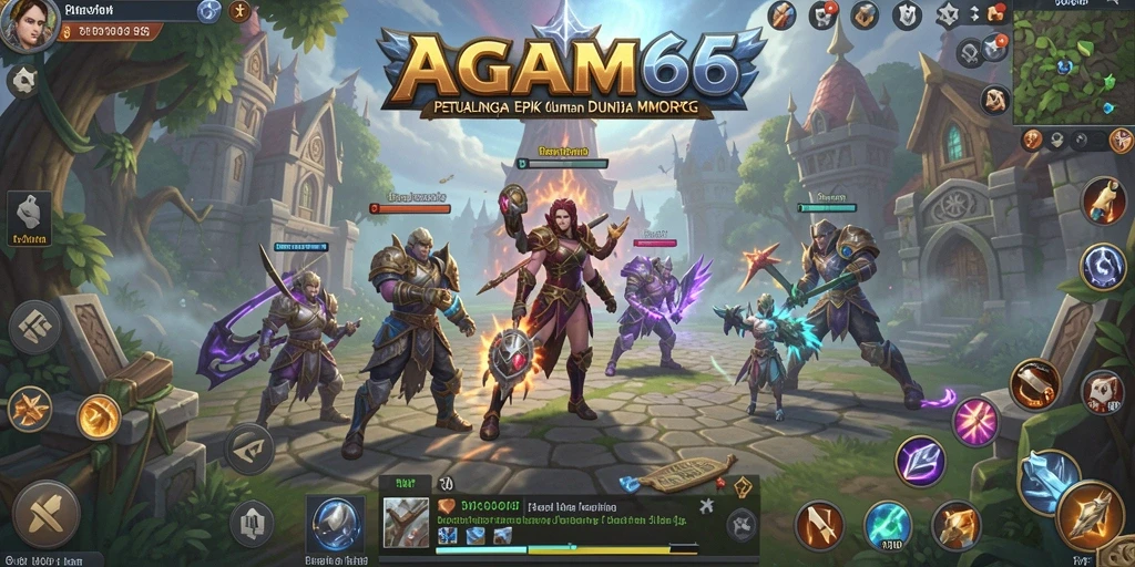 Screenshot pertarungan epik dalam permainan AGAM66 di dunia MMORPG.