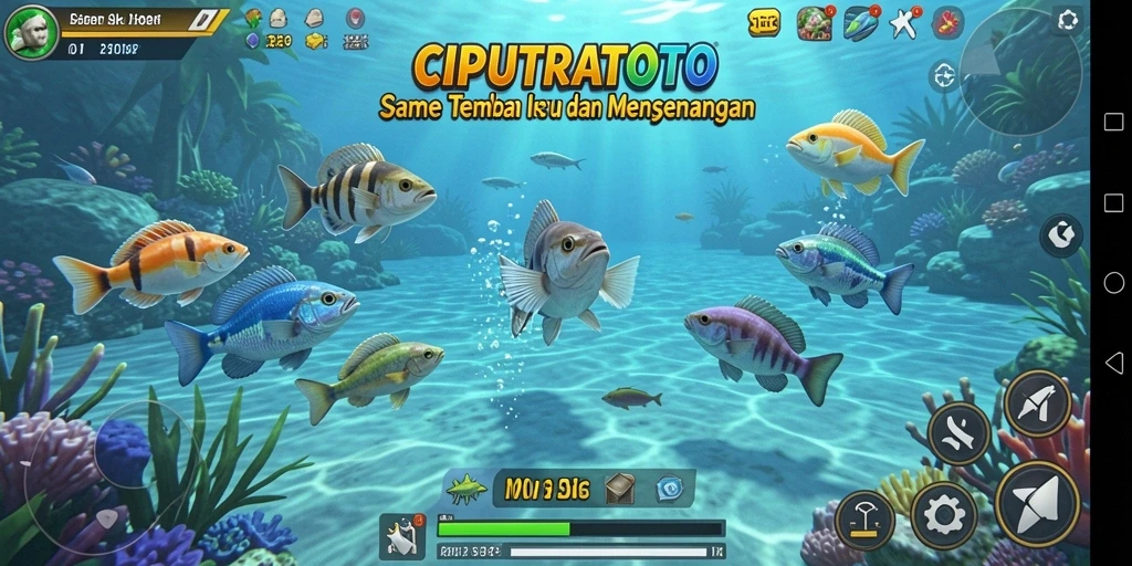 Tampilan gameplay Tembak Ikan yang mengasyikkan dan penuh warna.