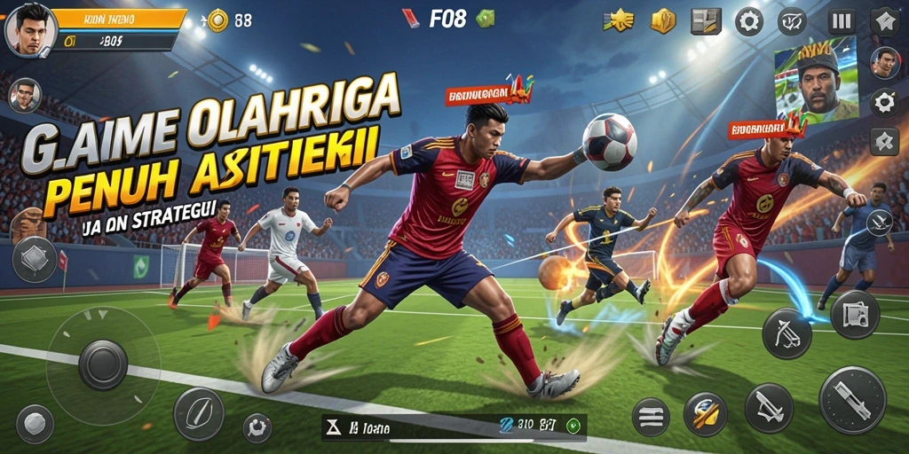 Tangkapan layar utama F08 menunjukkan aksi mendebarkan di arena olahraga.