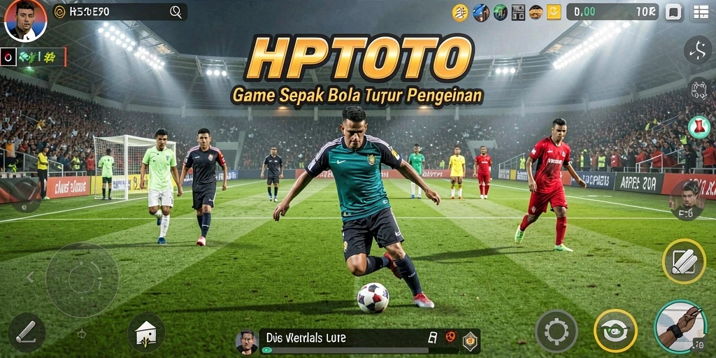 Tampilan aksi seru dalam game sepak bola HPTOTO.