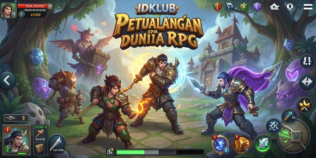 Screenshot permainan IDKLUB menampilkan aksi seru dalam pertarungan RPG.