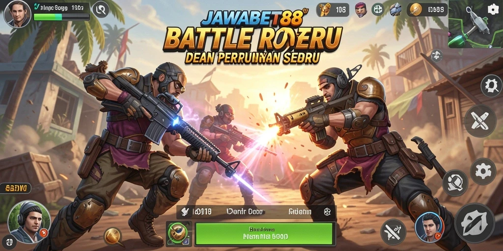 Screenshot menampilkan gameplay seru dalam JAWABET88 dengan aksi Battle Royale yang mendebarkan.