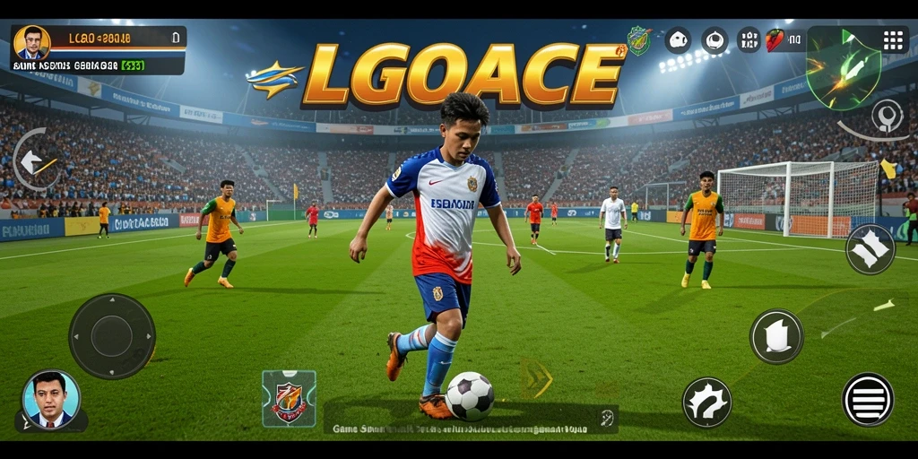 Tampilan gameplay menarik dalam LGOACE yang penuh aksi sepak bola.