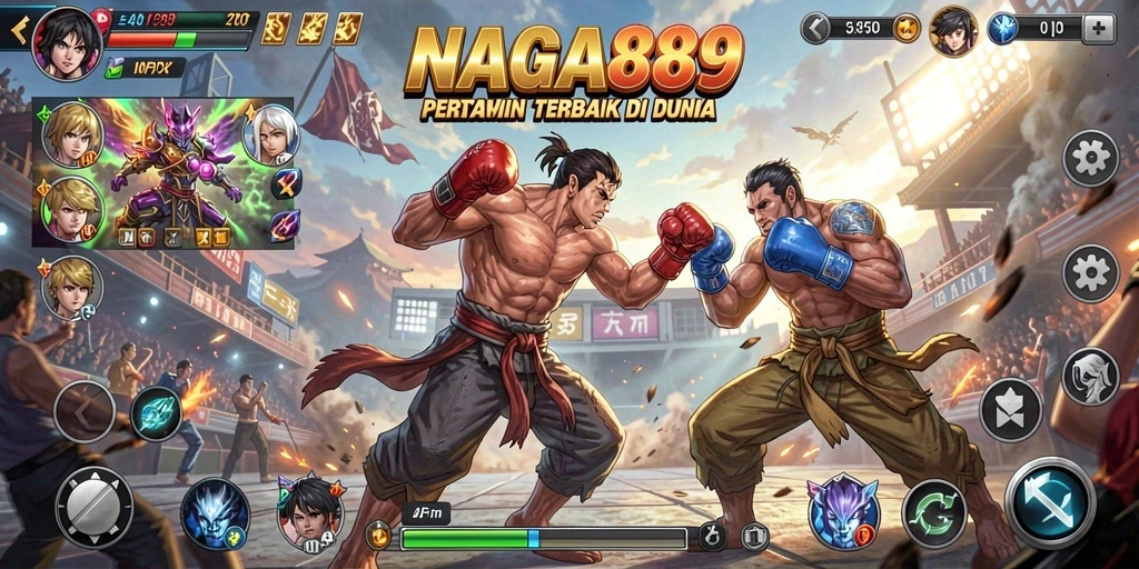 Gameplay pertarungan seru di NAGA889 dengan karakter unik.