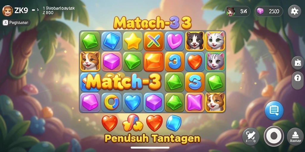 Gameplay <strong>ZK9</strong> yang menantang dan menarik dengan permata berwarna-warni.